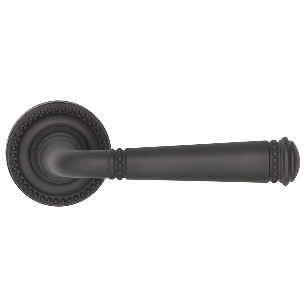 Single Dummy Beaded Lever and Small Beaded Rose in Oil Rubbed Bronze Lacquered
