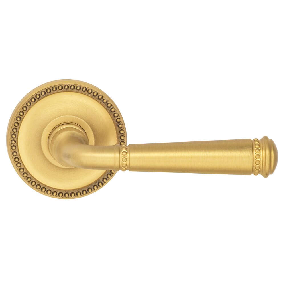Privacy Beaded Lever Beaded Rose in Satin Brass Lacquered