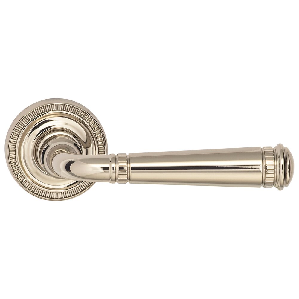 Privacy Milled Lever and Small Milled Rose in Polished Polished Nickel Lacquered