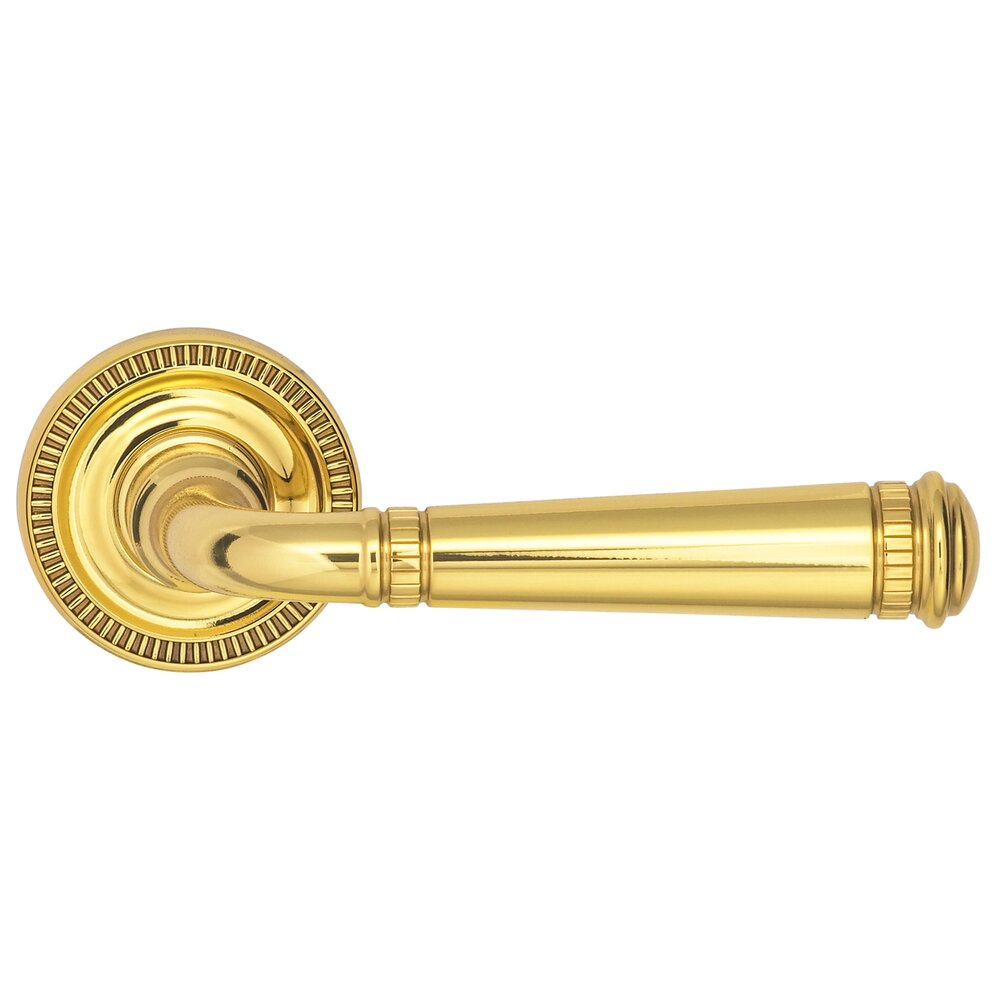 Passage Milled Lever and Small Milled Rose in Polished Brass Lacquered