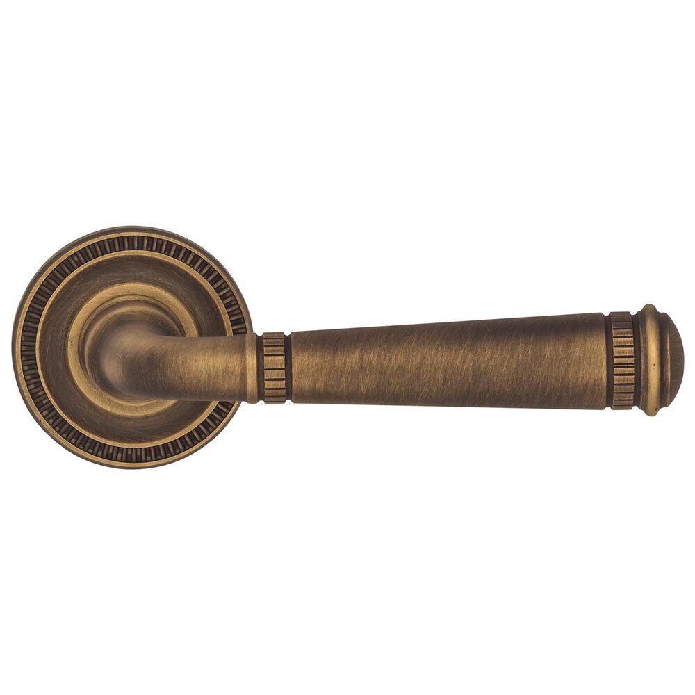 Privacy Milled Lever and Small Milled Rose in Antique Brass Lacquered