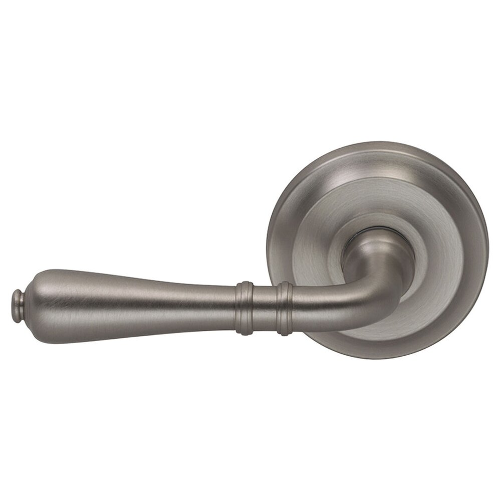 Privacy Traditions Left Handed Lever with Radial Rosette in Satin Nickel Lacquered