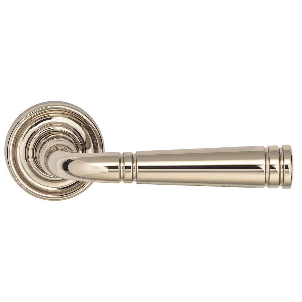 Single Dummy Edged Lever and Small Edged Rose in Polished Polished Nickel Lacquered
