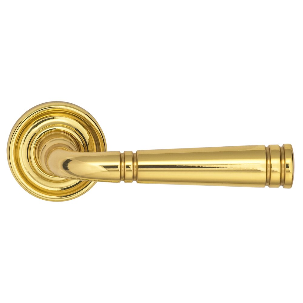 Single Dummy Edged Lever and Small Edged Rose in Polished Brass Lacquered