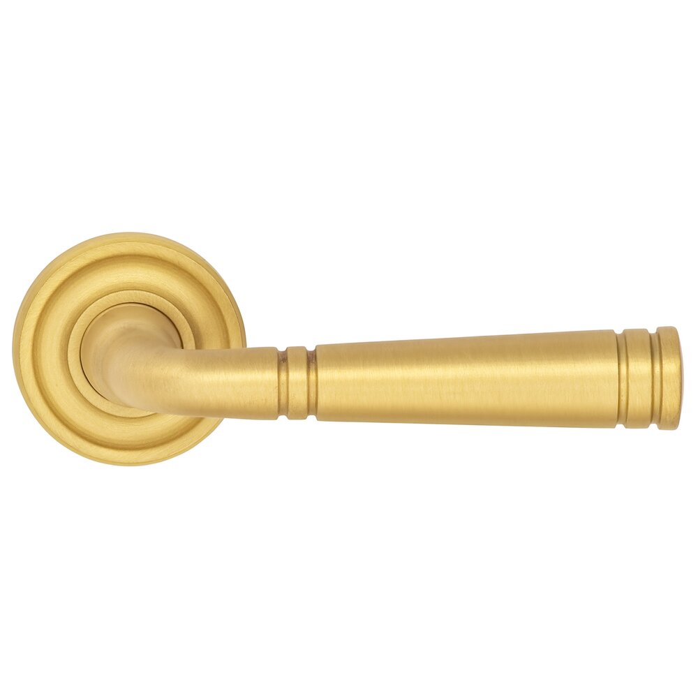Single Dummy Edged Lever and Small Edged Rose in Satin Brass Lacquered