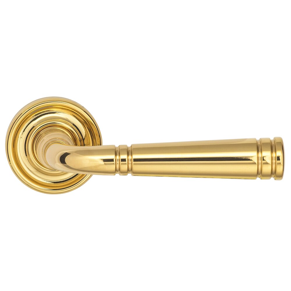 Privacy Edged Lever and Small Edged Rose in Polished Brass Unlacquered