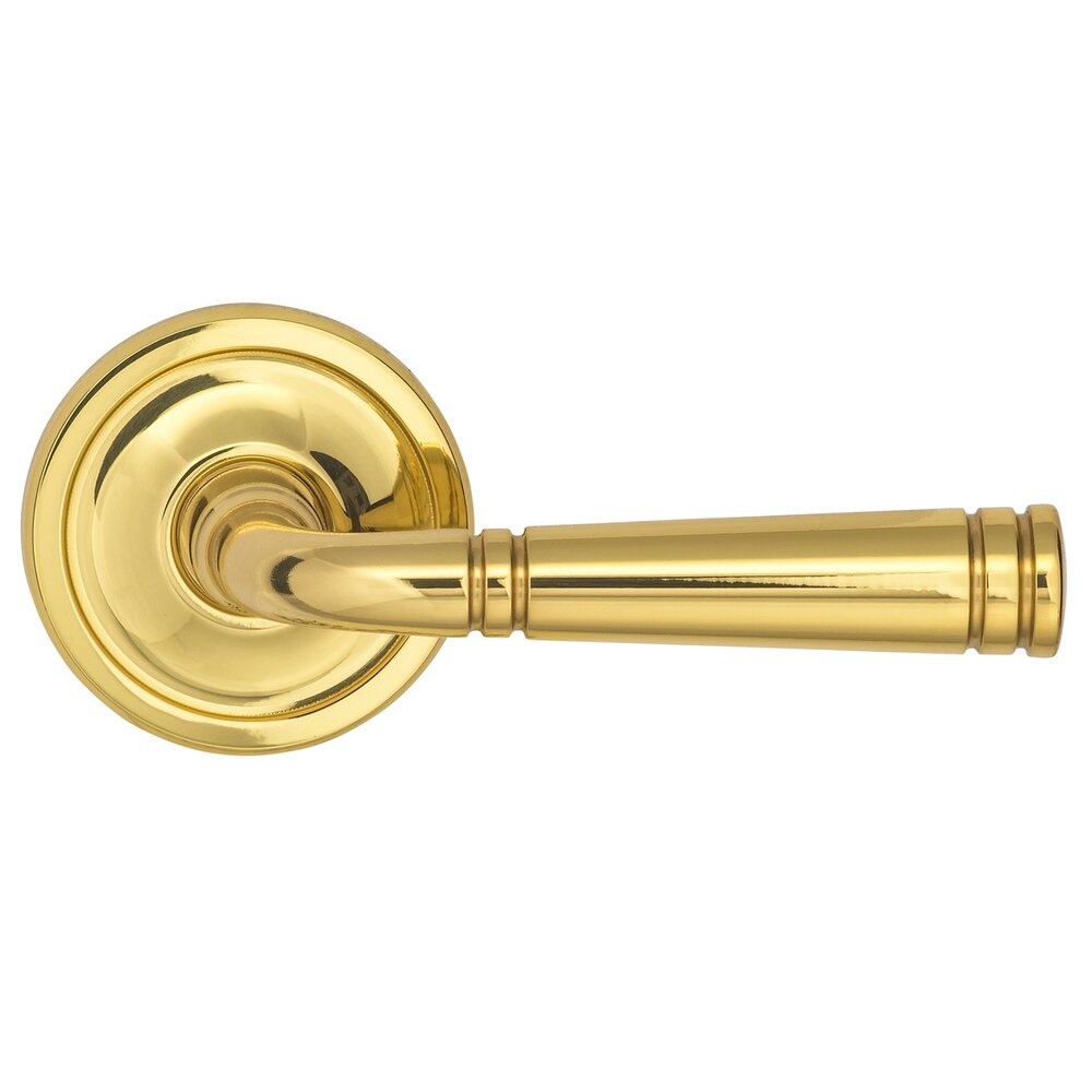 Passage Edged Lever Edged Rose in Polished Brass Lacquered