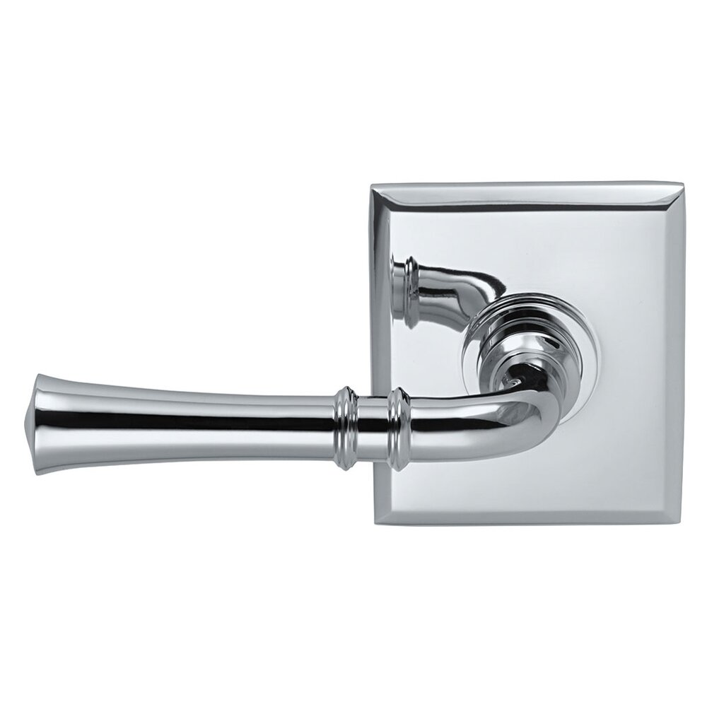 Single Dummy Traditional Left-Handed Lever with Rectangle Rose in Polished Chrome
