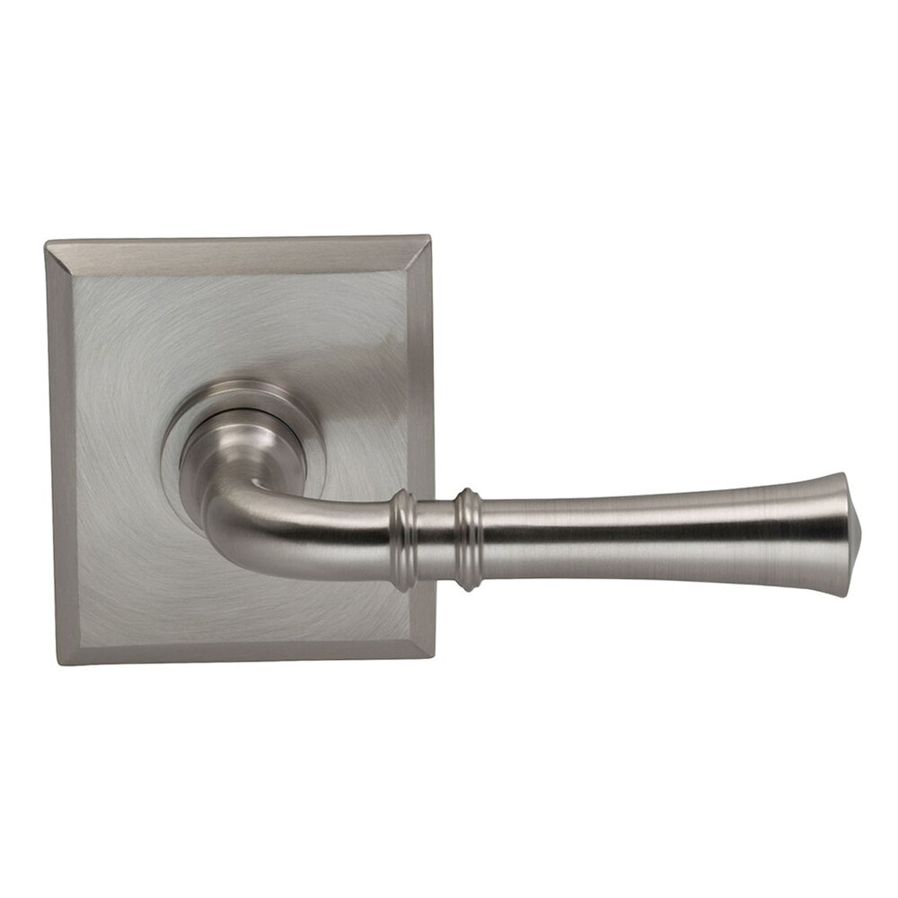 Privacy Traditional Lever with Rectangle Rose in Satin Nickel Lacquered