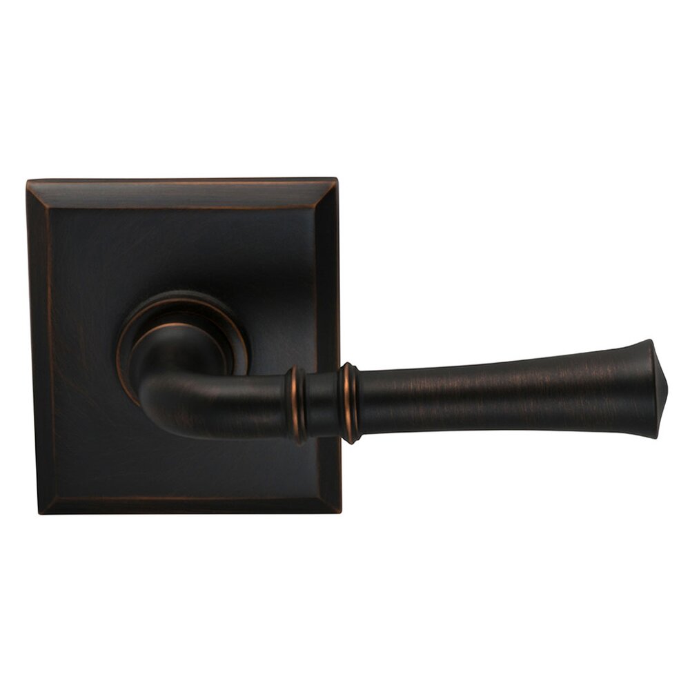 Privacy Traditional Lever with Rectangle Rose in Tuscan Bronze