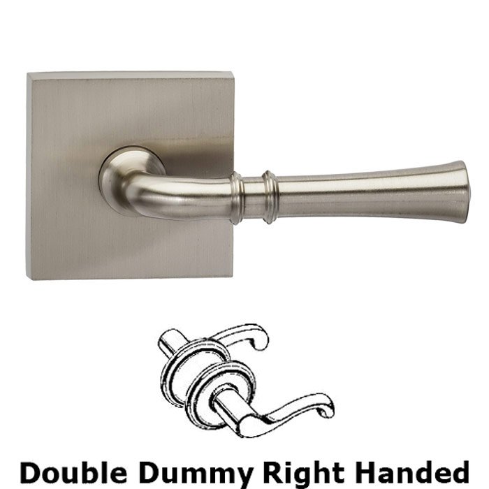 Double Dummy Traditional Right-Handed Lever with Square Rose in Satin Nickel Lacquered Plated, Lacquered