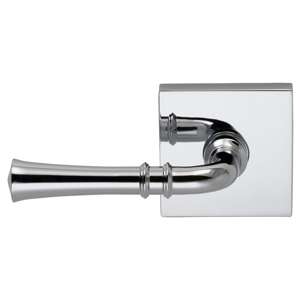 Left-Handed Single Dummy Traditional Lever with Square Rose in Polished Chrome Plated