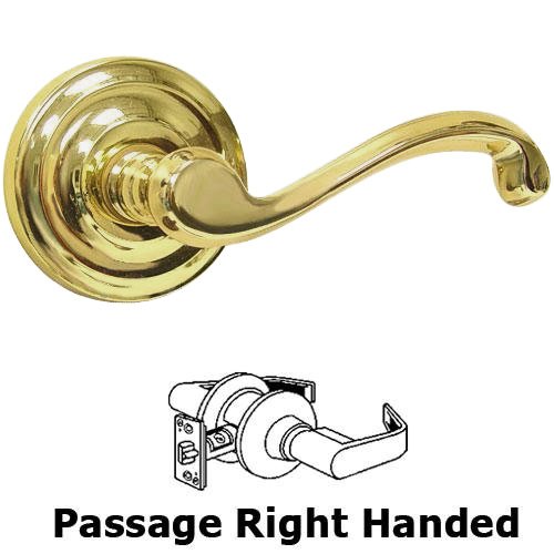 Passage Cascade Right Handed Lever with Radial Rosette in Polished Brass Lacquered