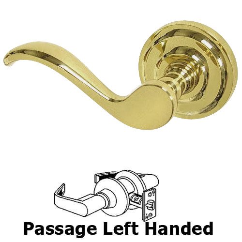 Passage Spring Left Handed Lever with Radial Rosette in Polished Brass Lacquered