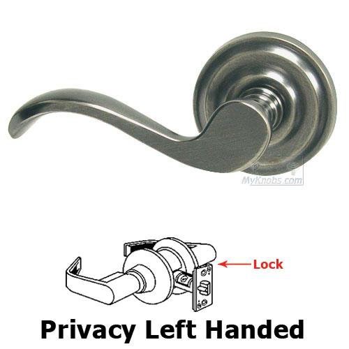 Privacy Spring Left Handed Lever with Radial Rosette in Pewter