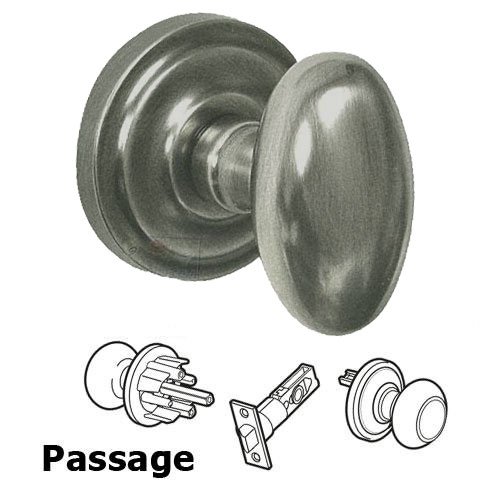 Passage Latchset Classic Egg Knob with Radial Rosette in Pewter