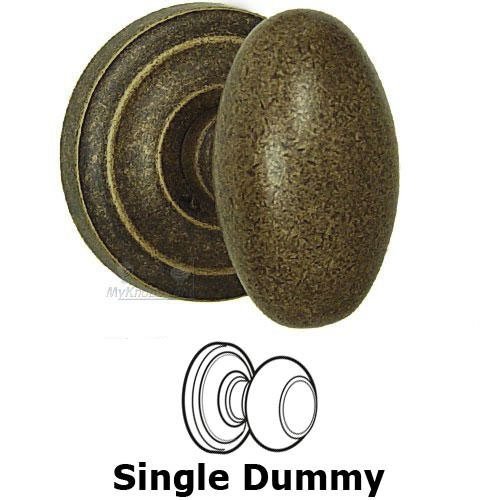 Single Dummy Classic Egg Knob with Radial Rosette in Vintage Brass