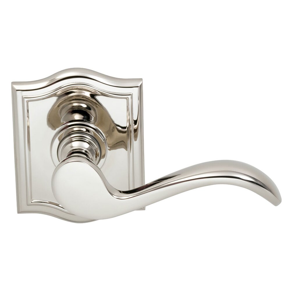 Passage Wave Lever with Arch Rose in Polished Nickel Lacquered