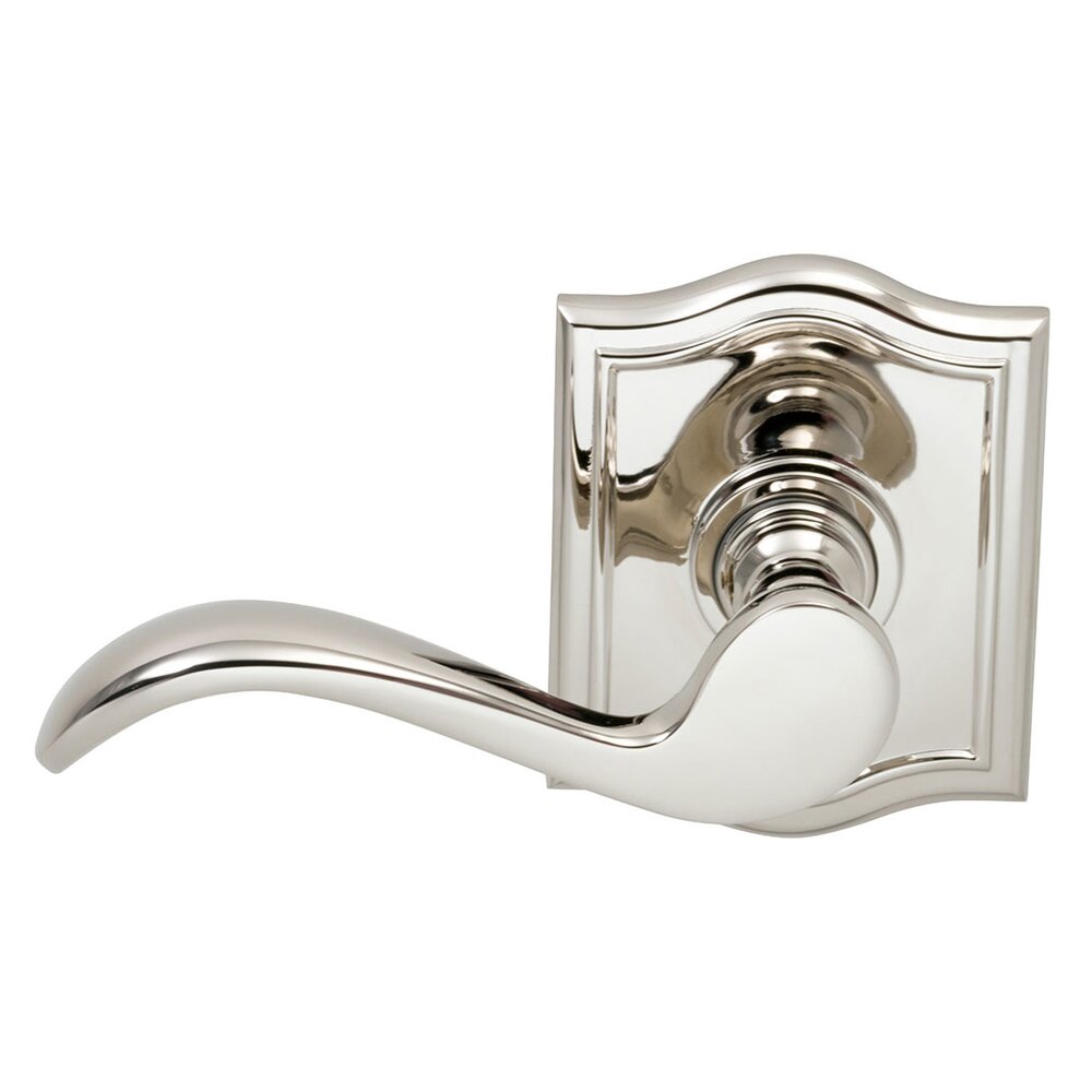 Left Handed Double Dummy Wave Lever with Arch Rose in Polished Nickel Lacquered