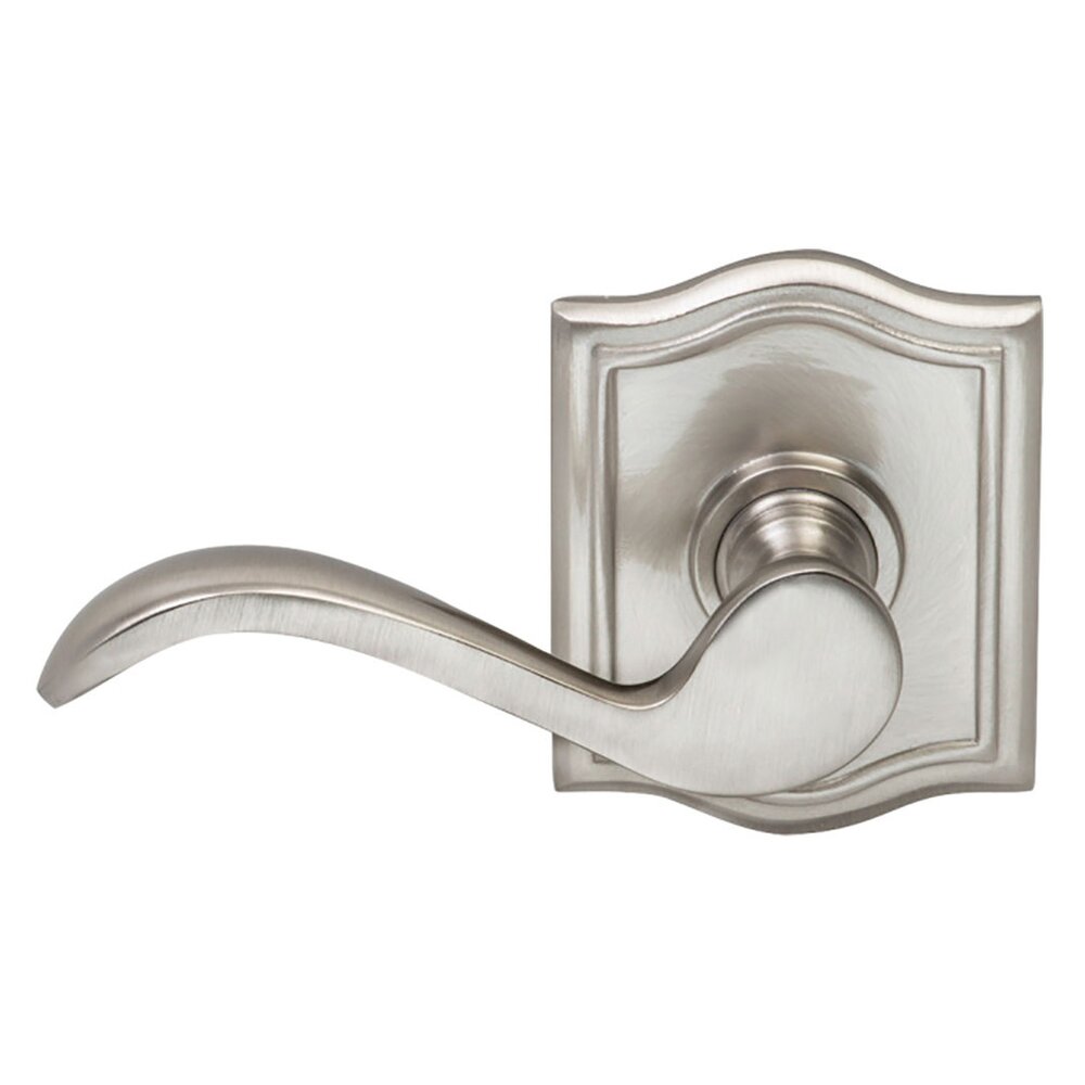 Left Handed Double Dummy Wave Lever with Arch Rose in Satin Nickel Lacquered