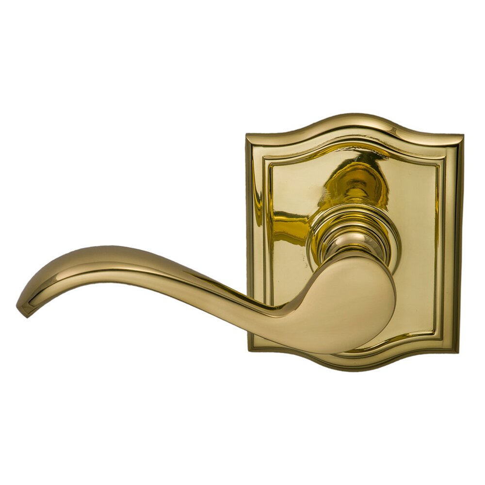 Left Handed Single Dummy Wave Lever with Arch Rose in Polished Brass Lacquered