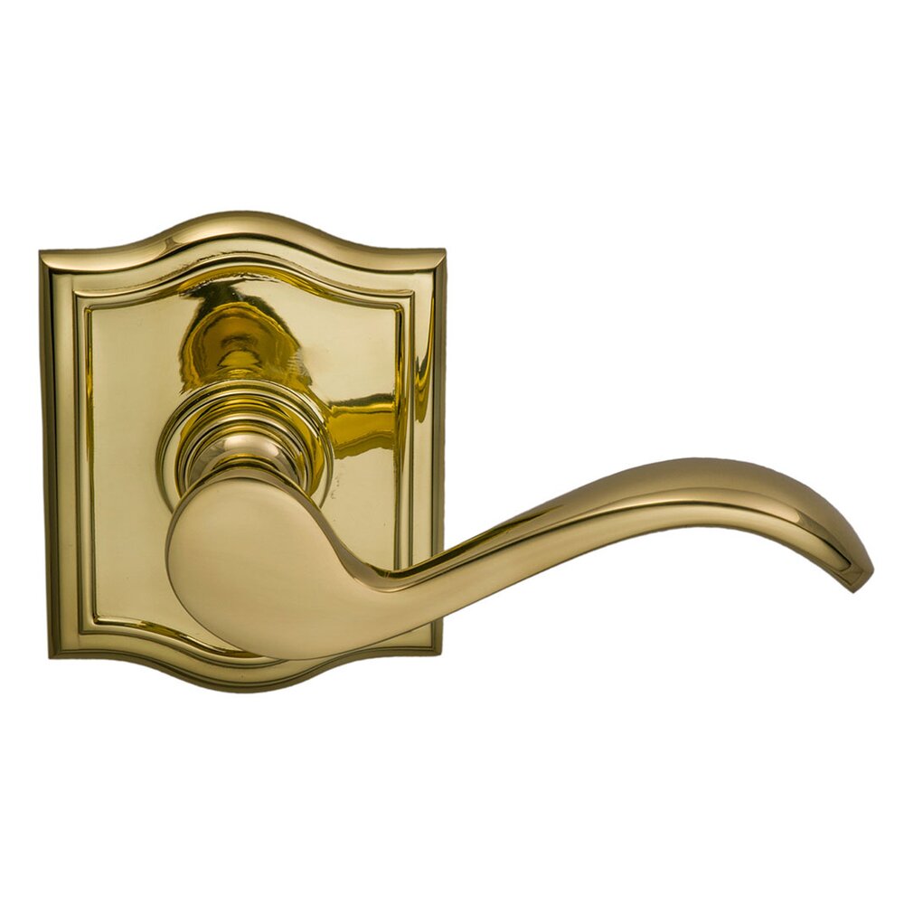 Right Handed Double Dummy Wave Lever with Arch Rose in Polished Brass Lacquered