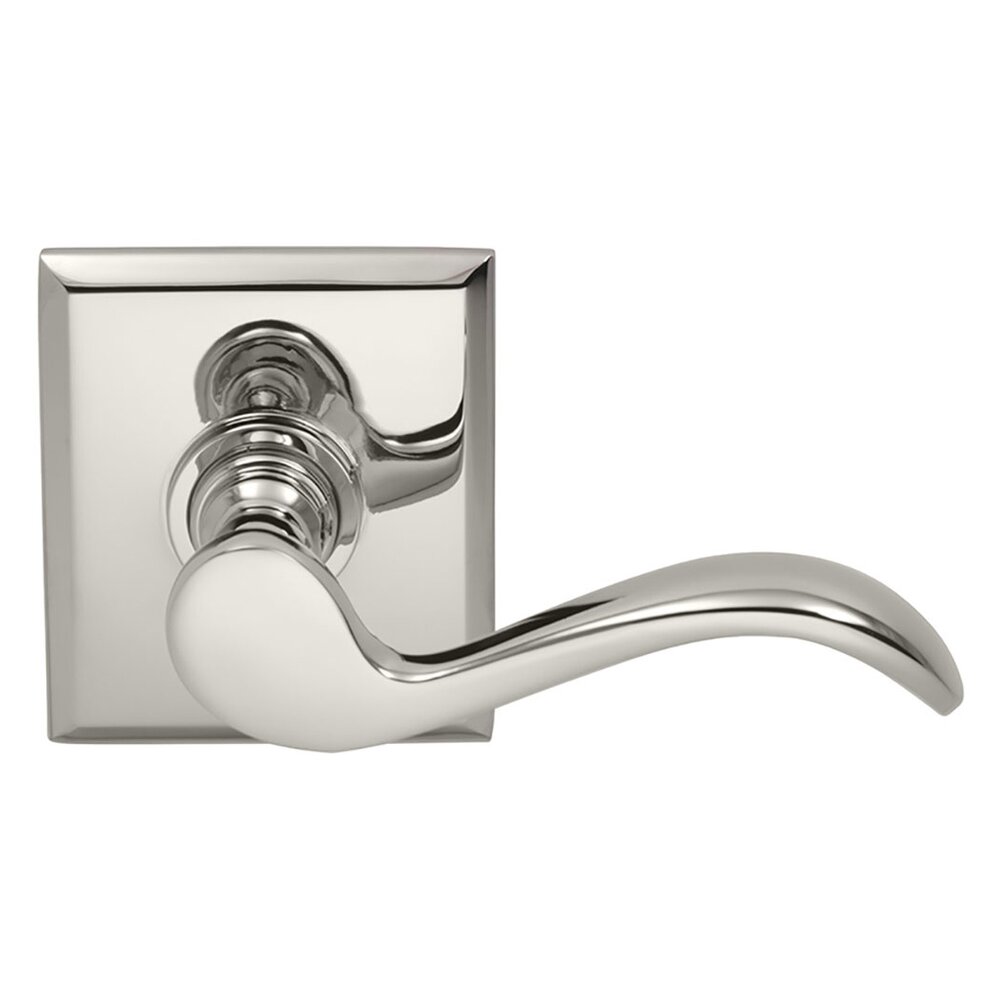 Passage Wave Lever with Rectangle Rose in Polished Nickel Lacquered