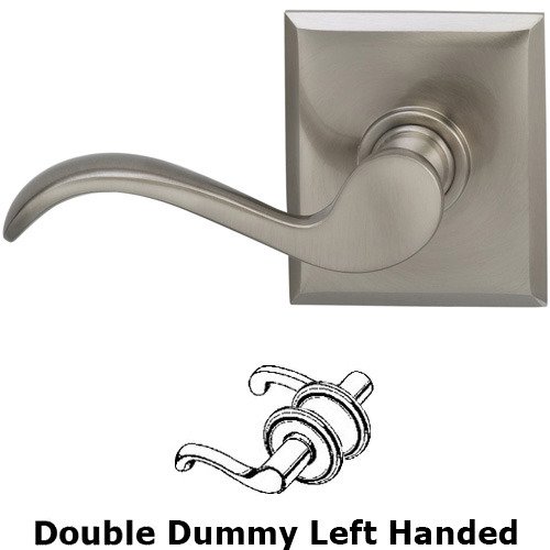 Left Handed Double Dummy Wave Lever with Rectangle Rose in Satin Nickel Lacquered
