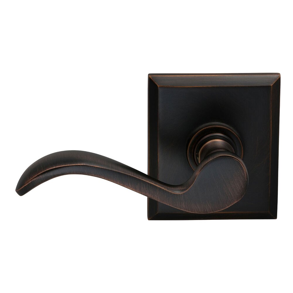 Left Handed Double Dummy Wave Lever with Rectangle Rose in Tuscan Bronze