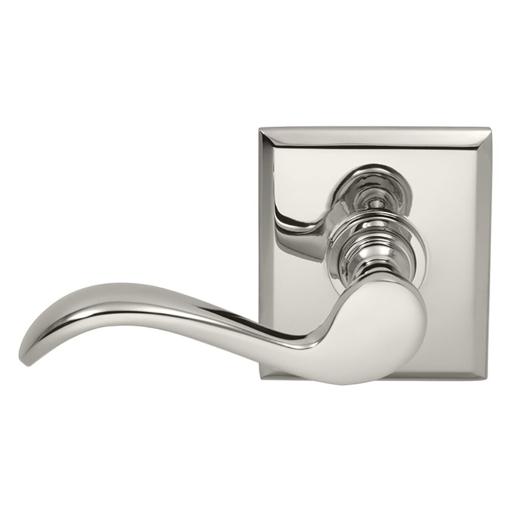 Left Handed Single Dummy Wave Lever with Rectangle Rose in Polished Nickel Lacquered