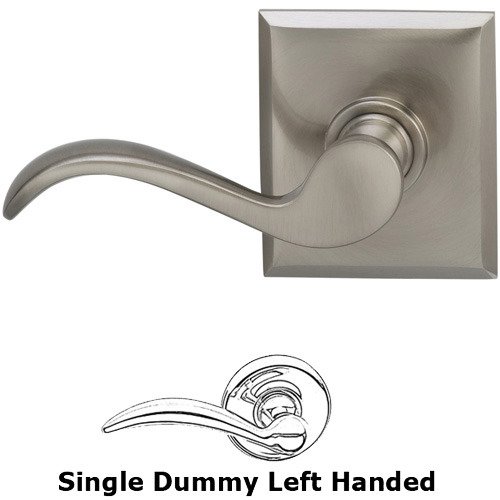 Left Handed Single Dummy Wave Lever with Rectangle Rose in Satin Nickel Lacquered