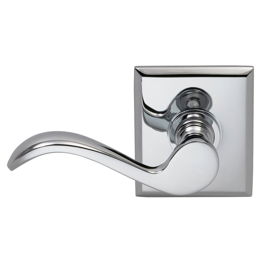 Left Handed Single Dummy Wave Lever with Rectangle Rose in Polished Chrome