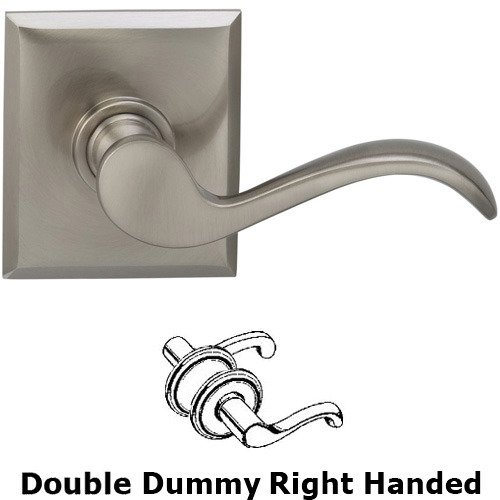 Right Handed Double Dummy Wave Lever with Rectangle Rose in Satin Nickel Lacquered