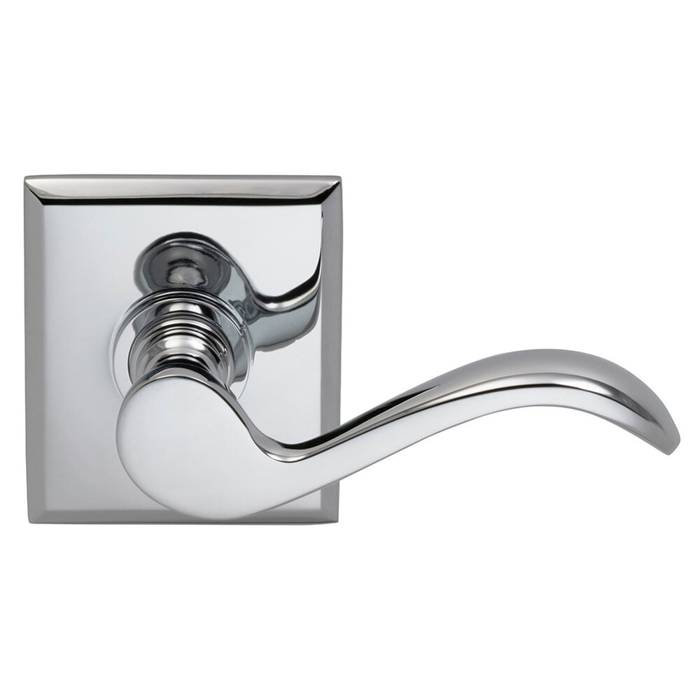 Right Handed Double Dummy Wave Lever with Rectangle Rose in Polished Chrome