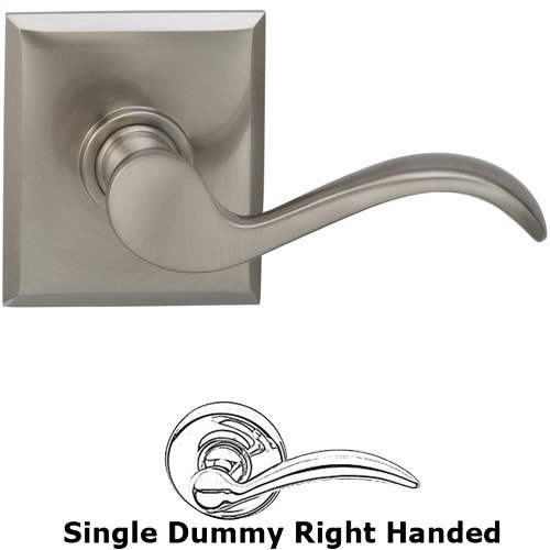 Right Handed Single Dummy Wave Lever with Rectangle Rose in Satin Nickel Lacquered
