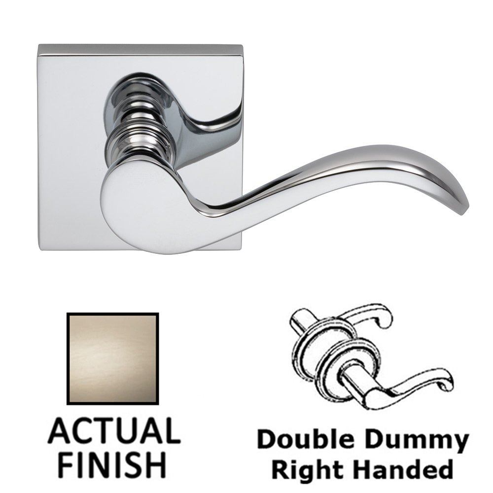 Double Dummy Wave Right-Handed Lever with Square Rose in Satin Nickel Lacquered Plated, Lacquered