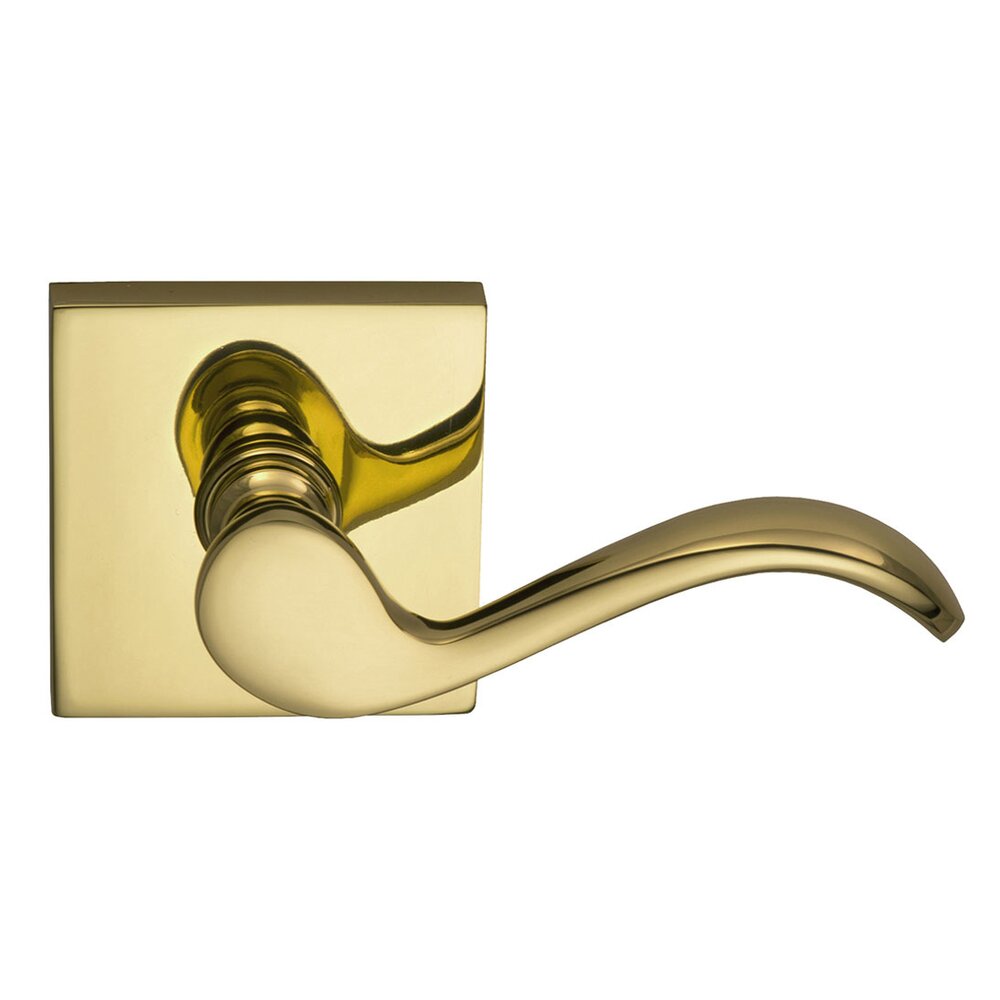 Passage Wave Lever with Square Rose in Polished Brass Lacquered