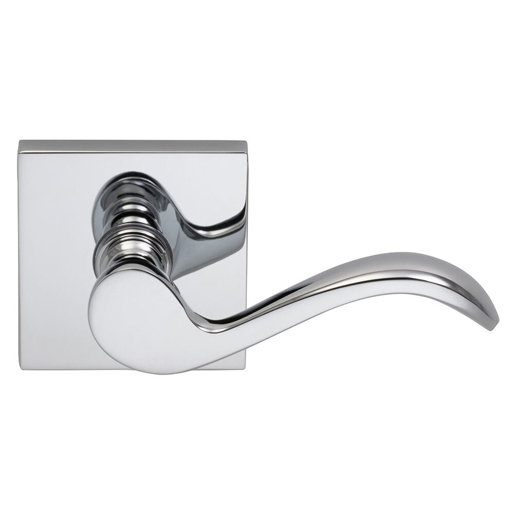 Privacy Wave Lever with Square Rose in Polished Chrome Plated