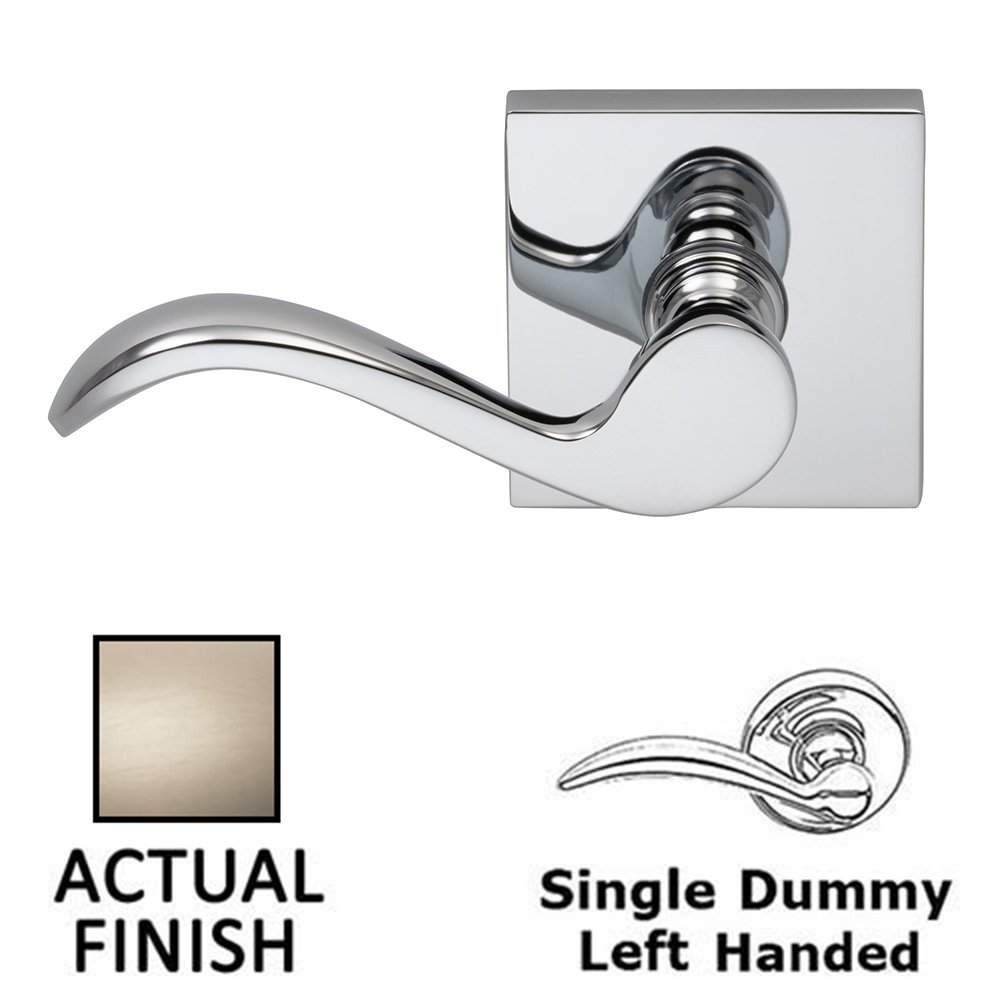 Left-Handed Single Dummy Wave Lever with Square Rose in Satin Nickel Lacquered Plated, Lacquered