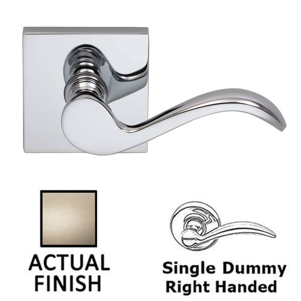Right-Handed Single Dummy Wave Lever with Square Rose in Satin Nickel Lacquered Plated, Lacquered