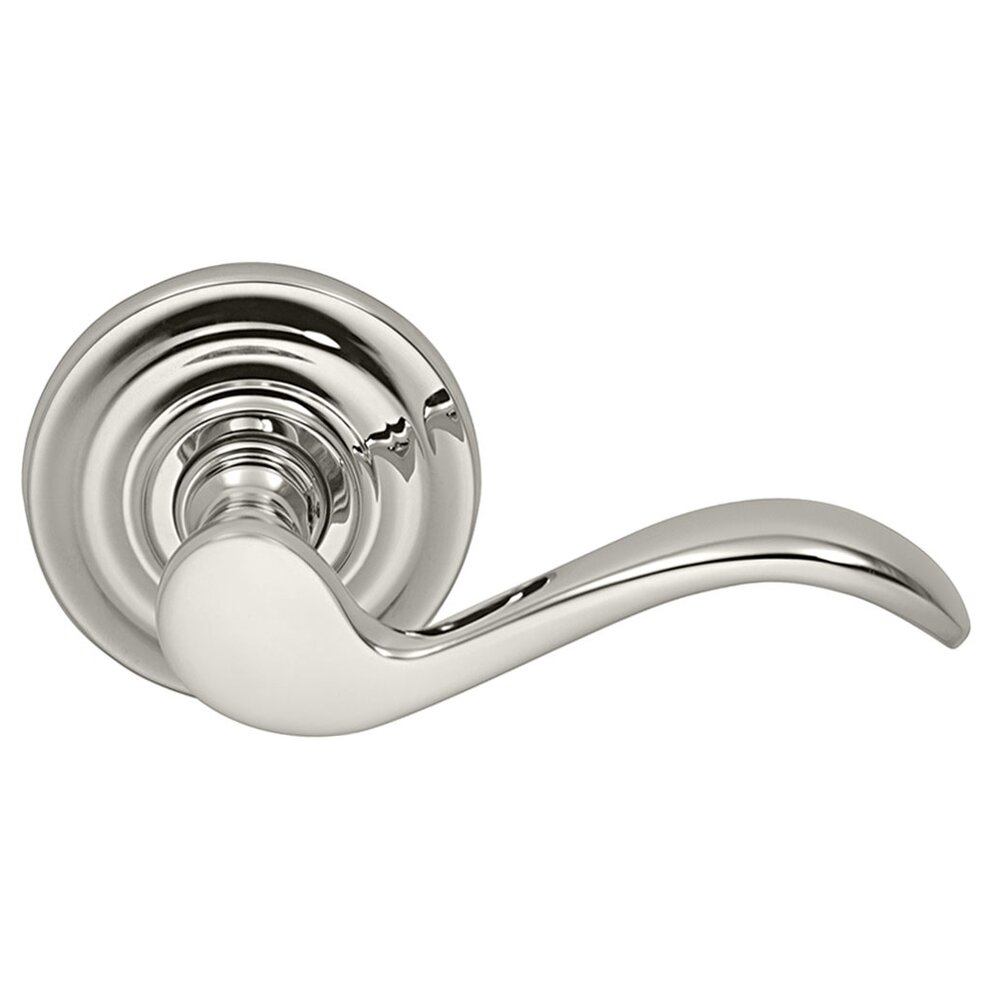Passage Wave Lever with Traditional Rose in Polished Nickel Lacquered