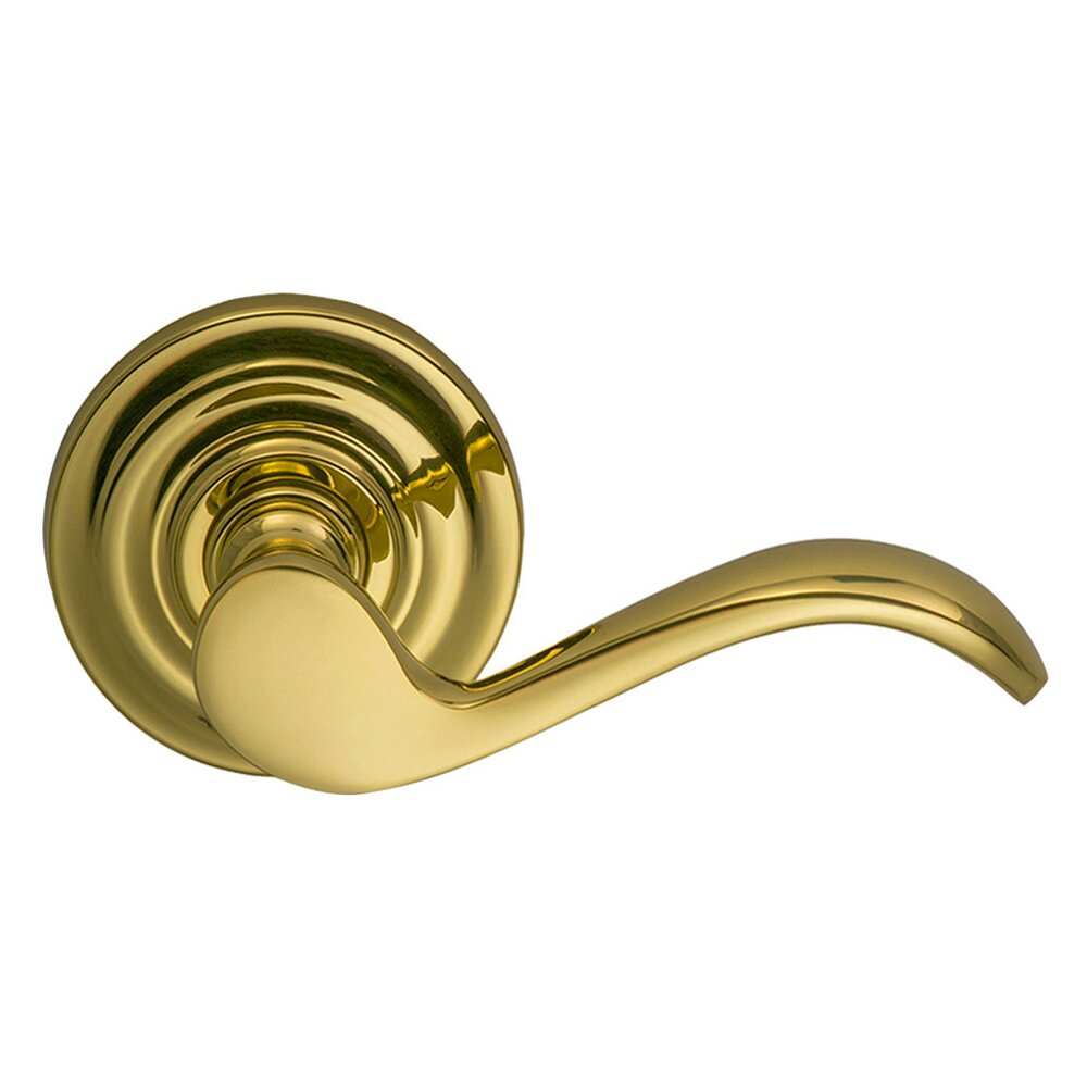 Passage Wave Lever with Traditional Rose in Polished Brass Lacquered