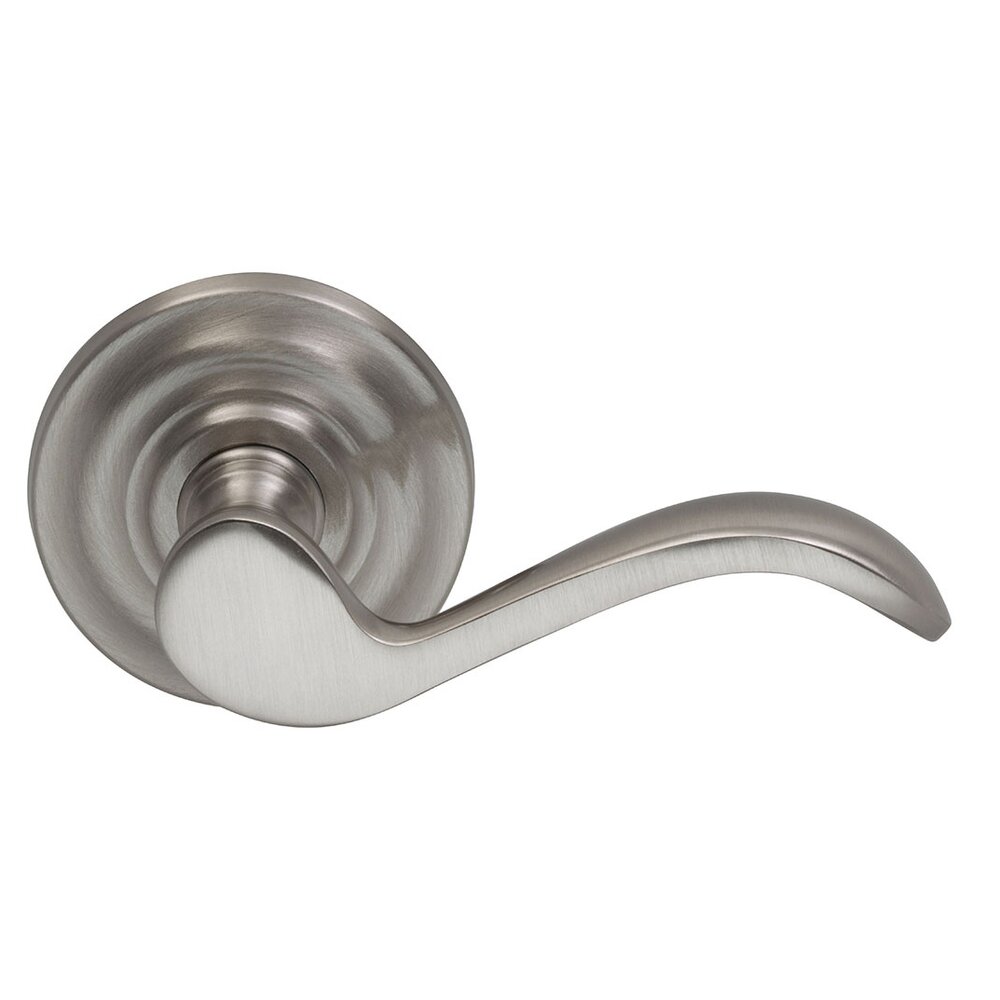 Privacy Wave Lever with Traditional Rose in Satin Nickel Lacquered