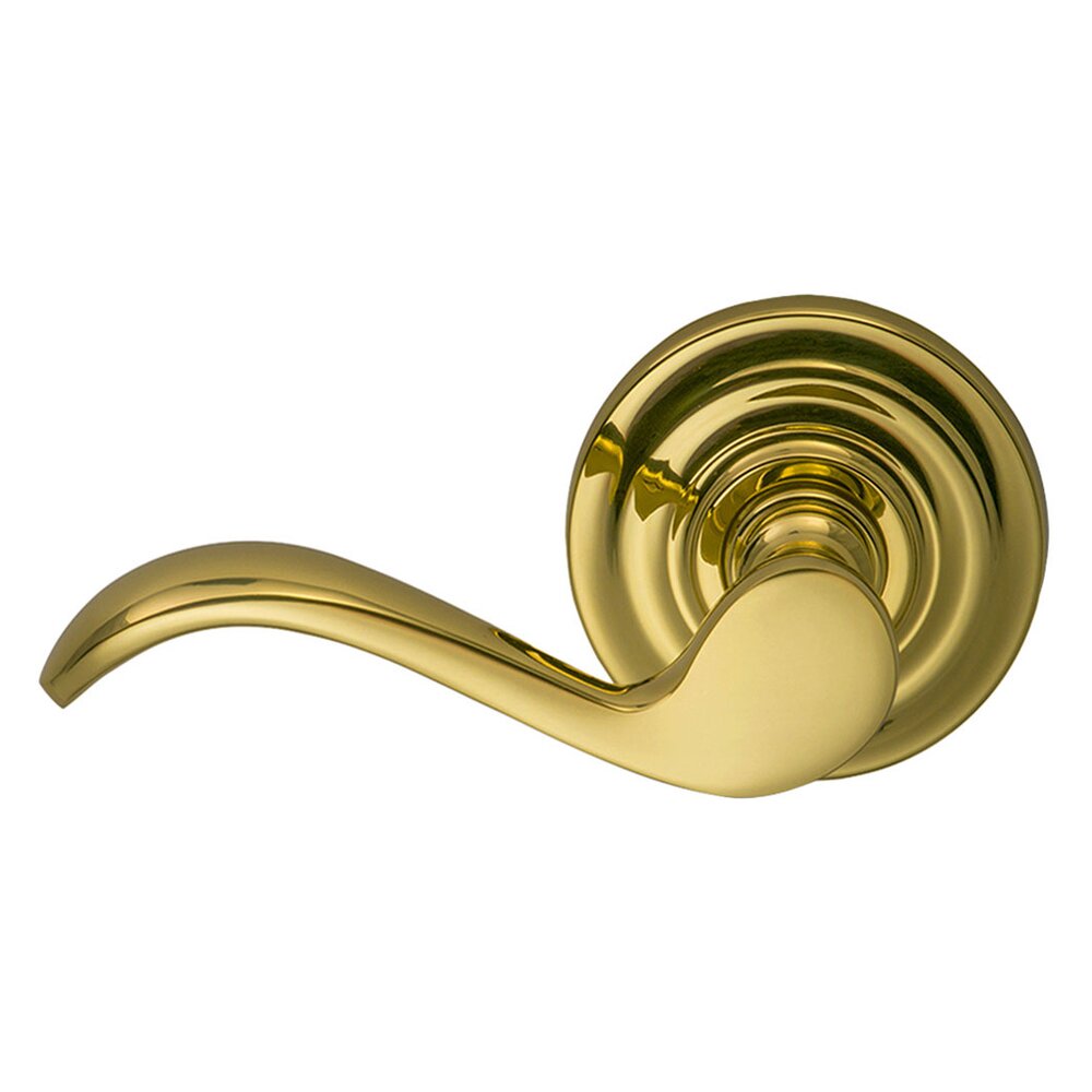 Left Handed Double Dummy Wave Lever with Traditional Rose in Polished Brass Lacquered