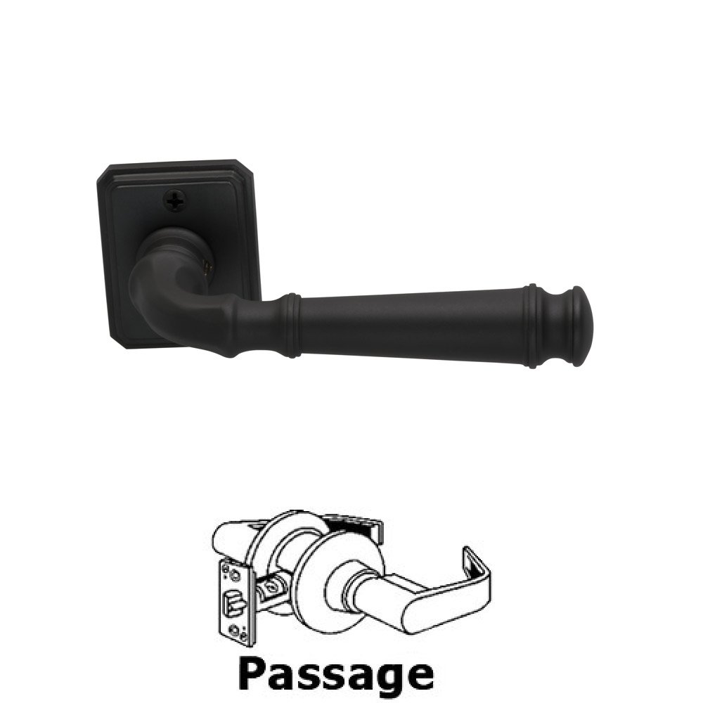Passage Traditions Dover Lever with Small Rectangular Rosette in Oil Rubbed Bronze Lacquered
