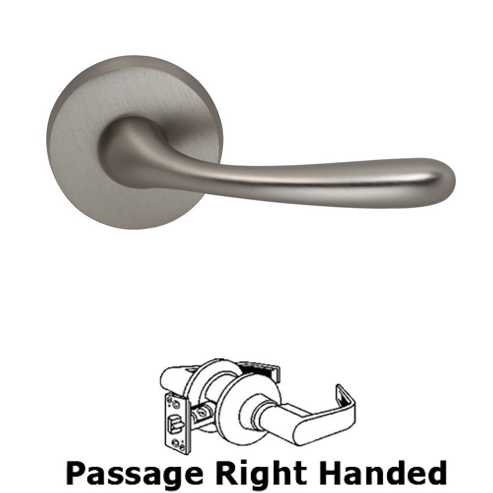 Passage Verona Right Handed Lever with Plain Rosette in Satin Nickel Lacquered