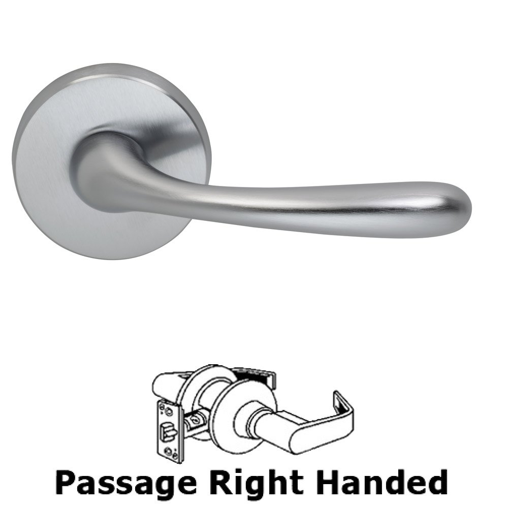 Passage Verona Right Handed Lever with Plain Rosette in Satin Chrome