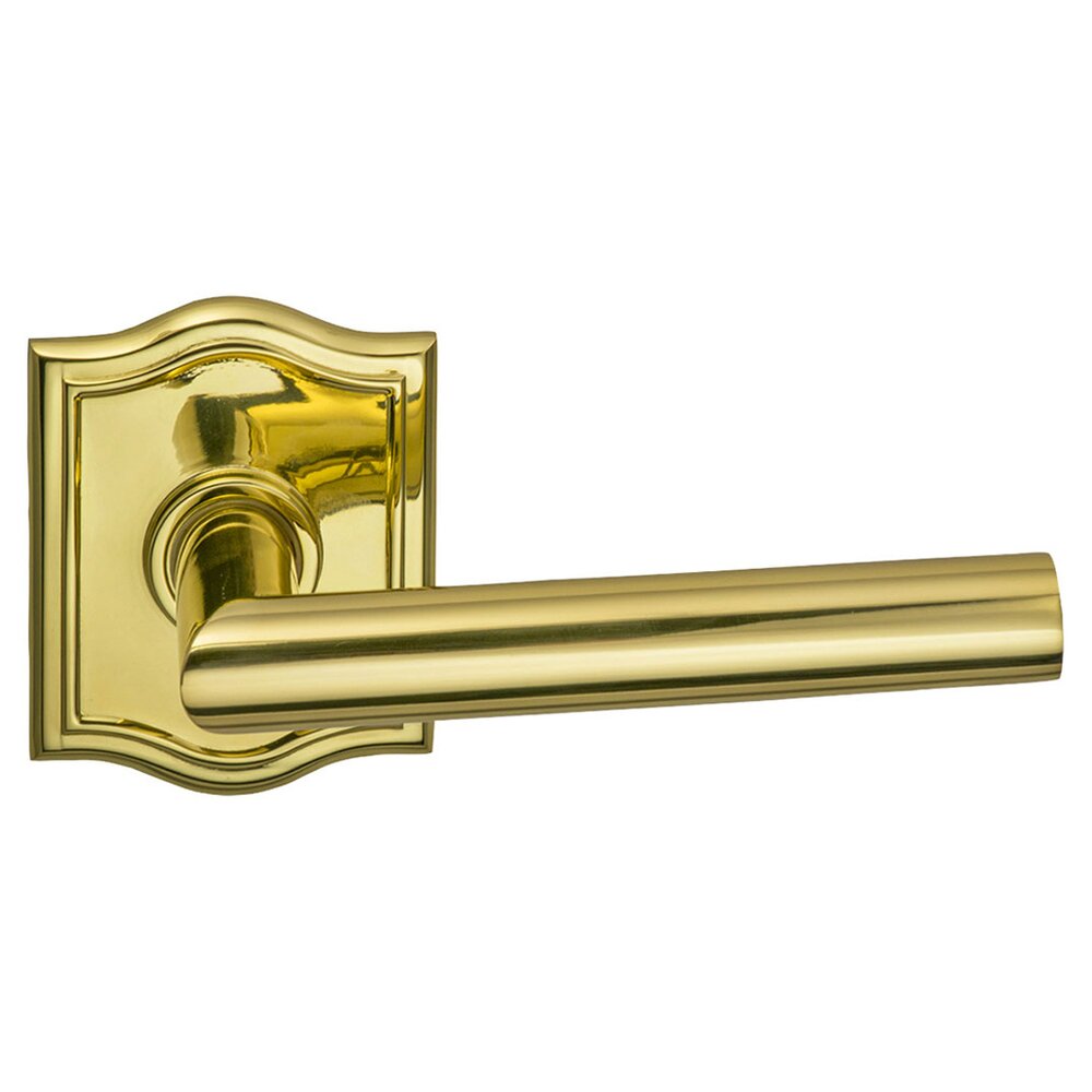 Double Dummy Modern Right-Handed Lever with Arch Rose in Polished Brass Lacquered