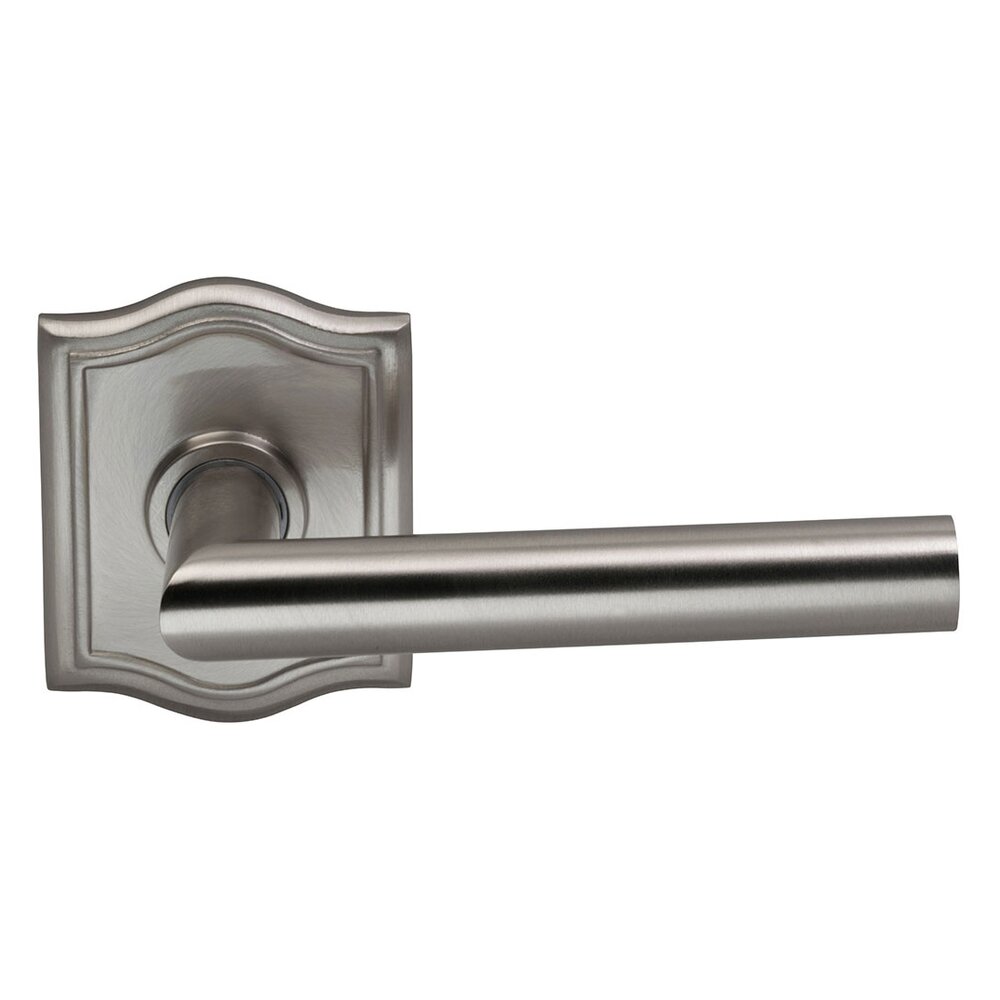 Single Dummy Modern Right-Handed Lever with Arch Rose in Satin Nickel Lacquered