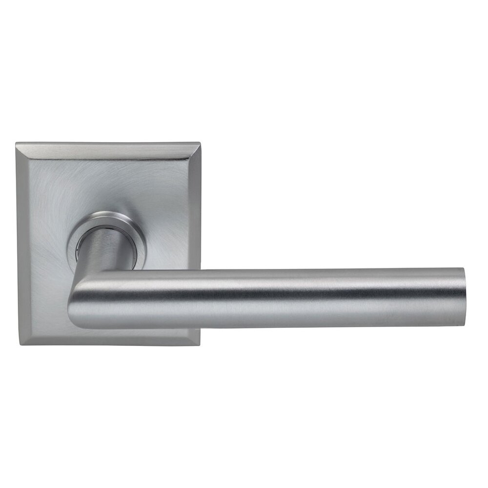 Privacy Modern Lever with Rectangular Rose in Satin Chrome Plated